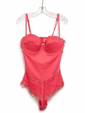 Vintage Delta Burke 3X Hot Pink Lace Bodysuit Teddy NWT Plus Size Lingerie